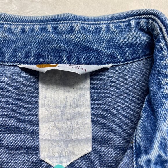 Carhartt VTG Mens‎ Rugged Pearl Snap Denim Shirt L-XL Long Sleeve Brushpopper - Picture 11 of 14